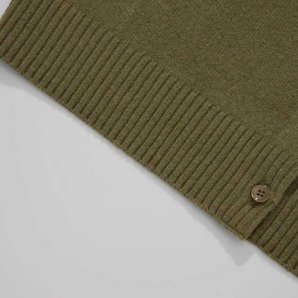 CHICJOC Italian Fine Cashmere Cardigan Clean Fit size 40 in Olive Green - Picture 9 of 11